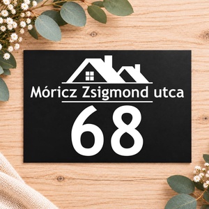 Gravírozott házszámtábla házikó mintával - 02 - otthon & életmód - ház & kert - házszám - Meska.hu