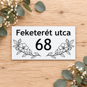 Gravírozott házszámtábla virágos mintával - 06 - otthon & életmód - ház & kert - házszám - Meska.hu