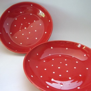 Piros pöttyös tányér szett -  - Meska.hu