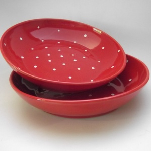 Piros pöttyös tányér szett -  - Meska.hu