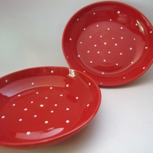 Piros pöttyös tányér szett -  - Meska.hu