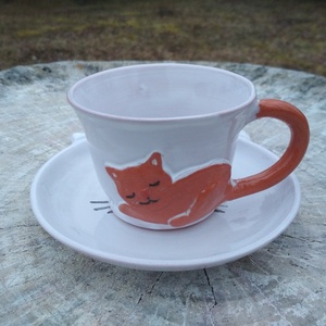 Cicás kávéscsésze, cicás csésze, mokkás csésze alátéttel -  - Meska.hu