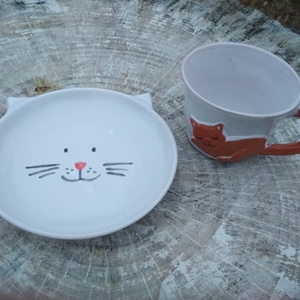 Cicás kávéscsésze, cicás csésze, mokkás csésze alátéttel -  - Meska.hu