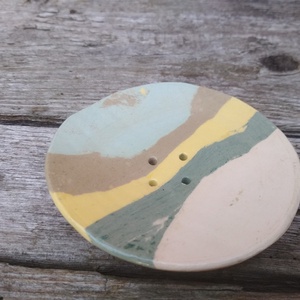 Kerámia szappantartó színes agyagból, nerikomi szappantartó - szépségápolás - szappan & fürdés - kézműves szappan - Meska.hu