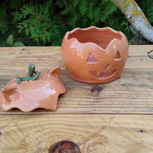 Cica tök mécsestartó, halloweeni dekoráció - otthon & életmód - dekoráció - halloween - halloweeni lámpás - Meska.hu