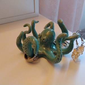 Kerámia polip figura - otthon & életmód - dekoráció - asztal és polc dekoráció - asztaldísz - Meska.hu