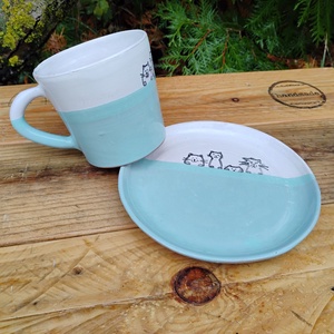 Cicás reggeliző készlet, Bundásliga, 2 darabos szett - otthon & életmód - konyhafelszerelés, tálalás - tálalás - tányér & étkészlet - Meska.hu