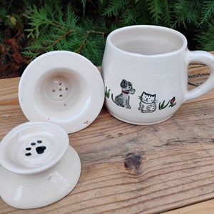 Cicás szűrős bögre, gyógyteás bögre - otthon & életmód - konyhafelszerelés, tálalás - tálalás - bögre & csésze - Meska.hu