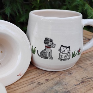 Cicás szűrős bögre, gyógyteás bögre - otthon & életmód - konyhafelszerelés, tálalás - tálalás - bögre & csésze - Meska.hu