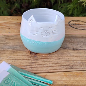 Növényjelölő tartó edényke, cica formájú kis kaspó - otthon & életmód - ház & kert - növény & veteményes - Meska.hu