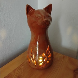 Macska formájú lámpa, mécsestartó - otthon & életmód - lámpa - hangulatlámpa - Meska.hu