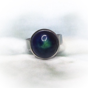 Kék-zöld kerámiadíszes nemesacél gyűrű 1,2 - Ajándék lányoknak nőknek névnapra születésnapra - ékszer - gyűrű - szoliter gyűrű - Meska.hu