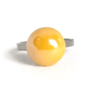 Pötty minimal porcelán - nemesacél gyűrű sárga dísszel - ékszer - gyűrű - szoliter gyűrű - Meska.hu