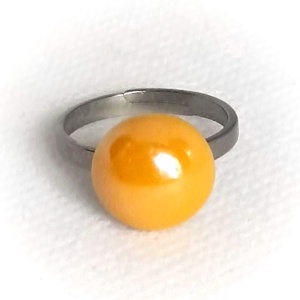 Pötty minimal porcelán - nemesacél gyűrű sárga dísszel - ékszer - gyűrű - szoliter gyűrű - Meska.hu