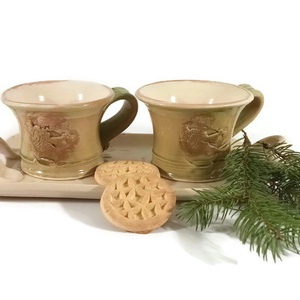 Angyalos bögrék párban tálcán - otthon & életmód - konyhafelszerelés, tálalás - tálalás - bögre & csésze - Meska.hu