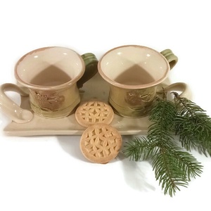 Angyalos bögrék párban tálcán - otthon & életmód - konyhafelszerelés, tálalás - tálalás - bögre & csésze - Meska.hu