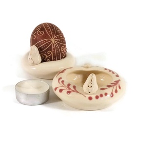 mécses és tojástartó nyuszival - otthon & életmód - dekoráció - asztal és polc dekoráció - asztaldísz - Meska.hu