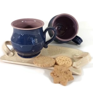 Páros kékfestő bögre füles tálcán, Otthon & Életmód, Konyhafelszerelés, tálalás, Tálalás, Bögre & Csésze, Kerámia, MESKA