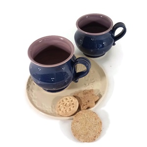 Páros kékfestő bögre füles tálcán - otthon & életmód - konyhafelszerelés, tálalás - tálalás - bögre & csésze - Meska.hu