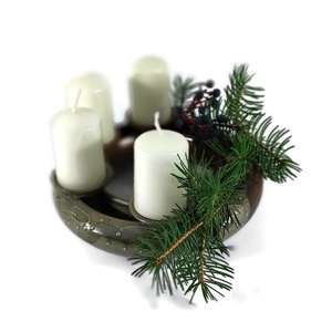 adventi koszorú (antik-bézs) - otthon & életmód - dekoráció - asztal és polc dekoráció - asztaldísz - Meska.hu