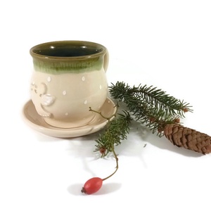 Angyal-mintás bögre, kávéhoz alátét kistányérral - otthon & életmód - konyhafelszerelés, tálalás - tálalás - bögre & csésze - Meska.hu