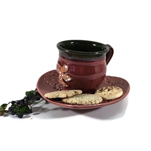 Angyal-mintás bögre, kávéhoz szív tálkával - Meska.hu