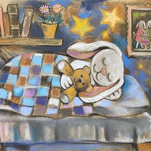 Altató - eredeti festmény , Művészet, Festmény, Pasztell, Fotó, grafika, rajz, illusztráció, Festészet, MESKA