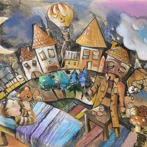 Esti mese - Altató (illusztáció), Művészet, Grafika & Illusztráció, Egyéb rajzok, , MESKA