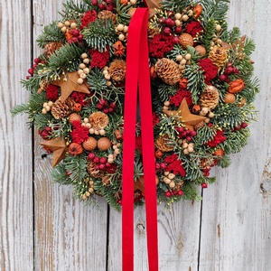 Piros karácsonyi ajtókopogtató  - Meska.hu