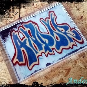 Neves graffitis hűtőmágnes-Andor, Otthon & Lakás, Konyhafelszerelés, tálalás, Konyhai dekoráció, Hűtőmágnes, , Meska