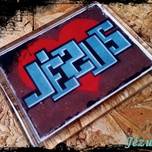 Neves graffitis hűtőmágnes-Jézus, Otthon & Lakás, Konyhafelszerelés, tálalás, Konyhai dekoráció, Hűtőmágnes, Festészet, Fotó, grafika, rajz, illusztráció, Meska