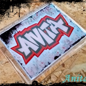 Neves graffitis hűtőmágnes-Anita, Otthon & Életmód, Konyhafelszerelés, tálalás, Konyhai dekoráció, Hűtőmágnes, Festészet, Fotó, grafika, rajz, illusztráció, MESKA