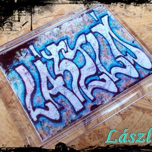 Neves graffitis hűtőmágnes-László, Otthon & Életmód, Konyhafelszerelés, tálalás, Konyhai dekoráció, Hűtőmágnes, Festészet, Fotó, grafika, rajz, illusztráció, MESKA