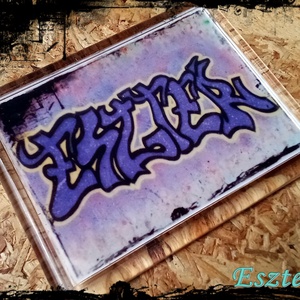 Neves graffitis hűtőmágnes-Eszter, Otthon & Életmód, Konyhafelszerelés, tálalás, Konyhai dekoráció, Hűtőmágnes, Festészet, Fotó, grafika, rajz, illusztráció, MESKA