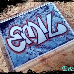 Neves graffitis hűtőmágnes-Emil, Otthon & Életmód, Konyhafelszerelés, tálalás, Konyhai dekoráció, Hűtőmágnes, Festészet, Fotó, grafika, rajz, illusztráció, MESKA