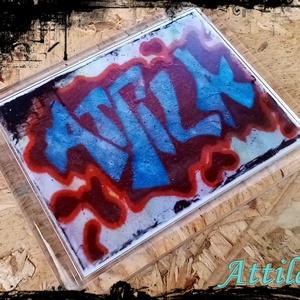 Neves graffitis hűtőmágnes-Attila, Otthon & Életmód, Konyhafelszerelés, tálalás, Konyhai dekoráció, Hűtőmágnes, Festészet, Fotó, grafika, rajz, illusztráció, MESKA