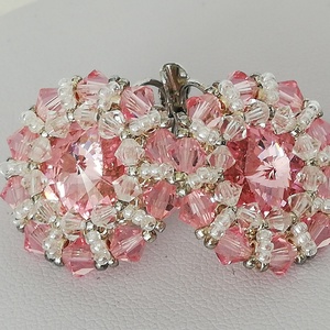 Swarovski kristályos, francia biztonsági alapra készült fülbevaló  - ékszer - fülbevaló - lógós kerek fülbevaló - Meska.hu