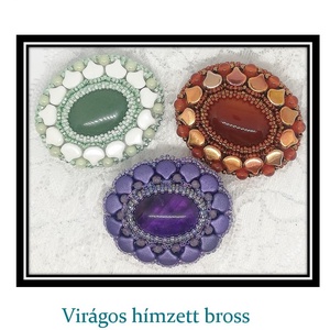 DIY - tutorial - gyöngyhímző leírás - virágos hímzett bross - Meska.hu