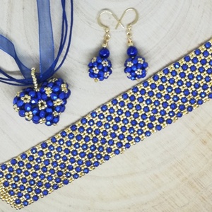 Lapis lazulit - arany fűzött készlet  - Meska.hu