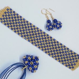 Lapis lazulit - arany fűzött készlet  - ékszer - ékszerszett - Meska.hu Lapis lazulit - arany fűzött készlet  - ékszer - ékszerszett - Meska.hu