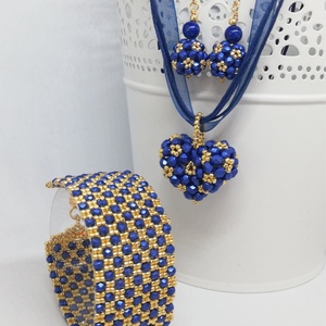 Lapis lazulit - arany fűzött készlet  - ékszer - ékszerszett - Meska.hu Lapis lazulit - arany fűzött készlet  - ékszer - ékszerszett - Meska.hu