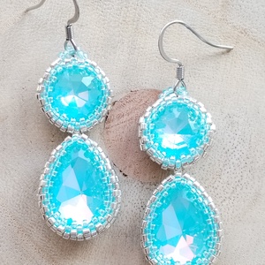 Kristályos csepp fülbevalók - ékszer - fülbevaló - lógó csepp fülbevaló - Meska.hu