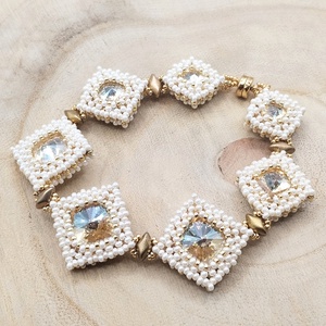 Pezsgő-arany karkötő , Ékszer, Karkötő, Gyöngyös karkötő, Gyöngyfűzés, gyöngyhímzés, MESKA