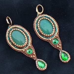 Az erdő mélyén fülbevaló , Ékszer, Fülbevaló, Lógó fülbevaló, Gyöngyfűzés, gyöngyhímzés, MESKA