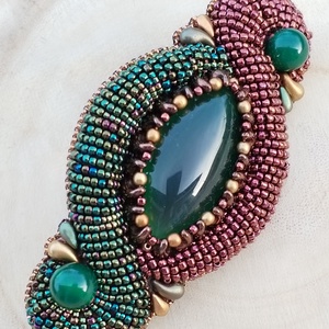 Zöld-bronz pufi francia csat, Ruha & Divat, Hajdísz & Hajcsat, Hajcsat & Hajtű, Gyöngyfűzés, gyöngyhímzés, MESKA