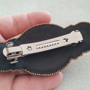 Zöld-bronz pufi francia csat - ruha & divat - hajdísz & hajcsat - hajcsat & hajtű - Meska.hu