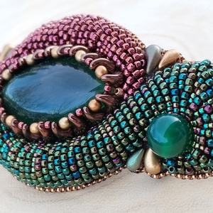 Zöld-bronz pufi francia csat - ruha & divat - hajdísz & hajcsat - hajcsat & hajtű - Meska.hu