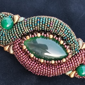 Zöld-bronz pufi francia csat - ruha & divat - hajdísz & hajcsat - hajcsat & hajtű - Meska.hu