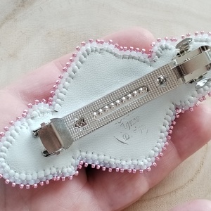 Rózsakvarc hímzett francia csat - ruha & divat - hajdísz & hajcsat - hajcsat & hajtű - Meska.hu