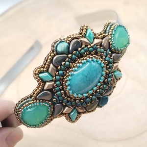 Türkiz-bronz hajráf - ruha & divat - hajdísz & hajcsat - hajráf & hajpánt - Meska.hu
